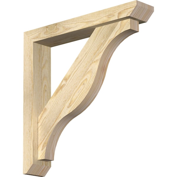 Ekena Millwork Funston Slat Rough Sawn Bracket w/ Offset Brace, Douglas Fir, 4"W x 22"D x 22"H BKT0402X22X22FST06RDF - main